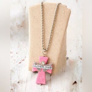 Pink Southern Charm Angel Cross Necklace